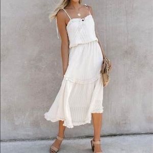 Breaking Free Pocketed Ruffle Tie Midi Dress